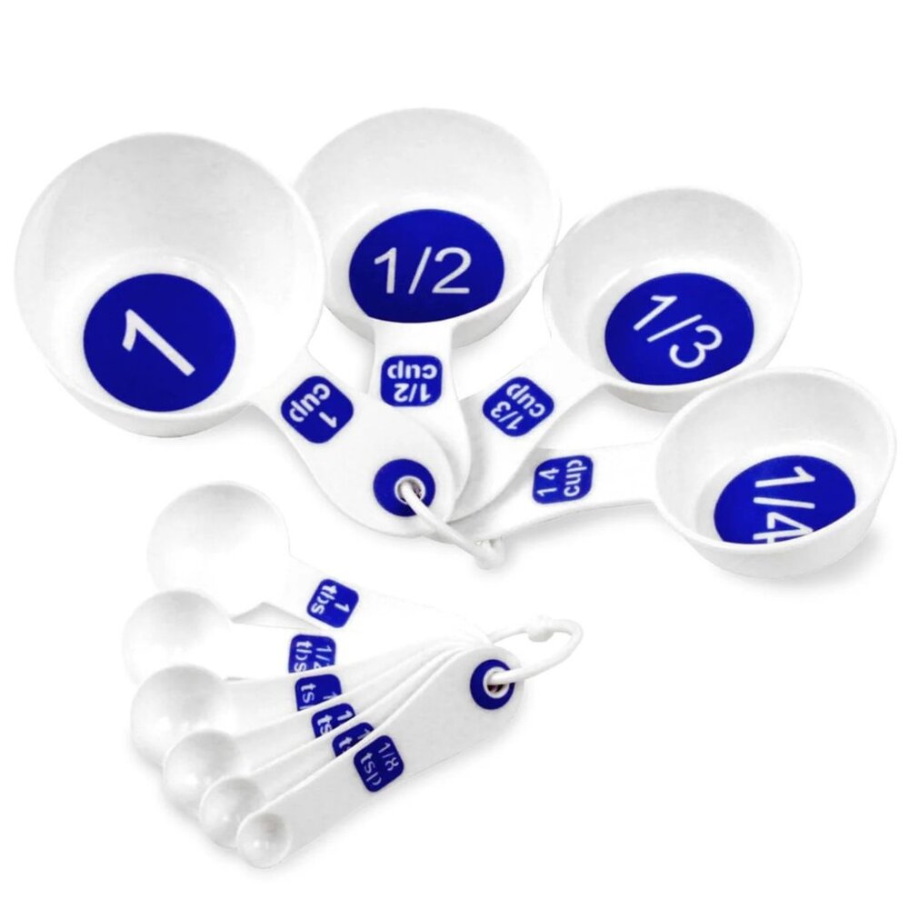 Large Print Measuring Cup Set 10pc Bright White Easy Read Kitchen Baking - Picture 2 of 4